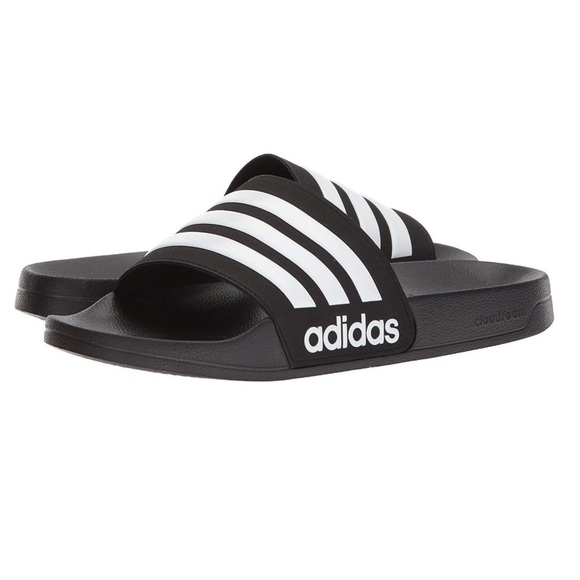 RESTOCK! Men’s Adidas Slides Sandals Black White - Picture 1 of 13
